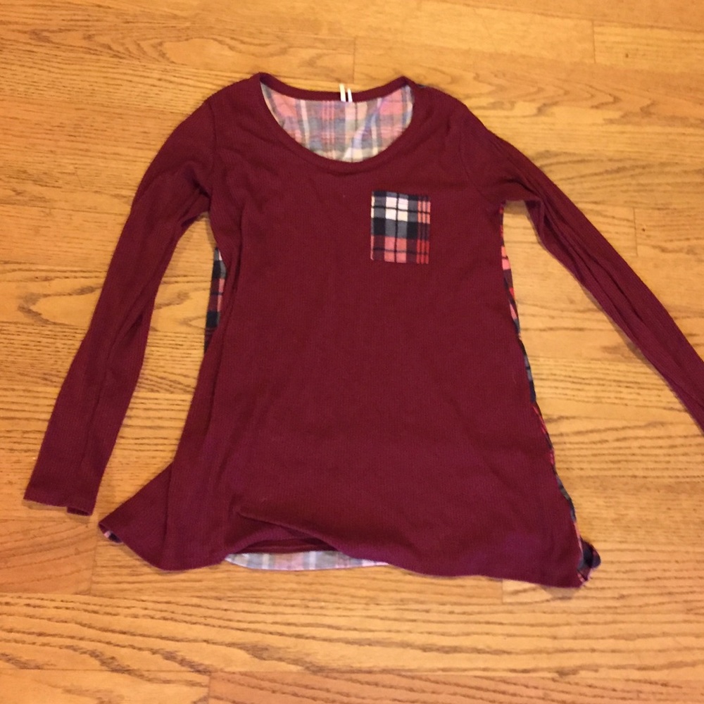 Madigan Maternity Red Long Sleeve Pocket & Plaid